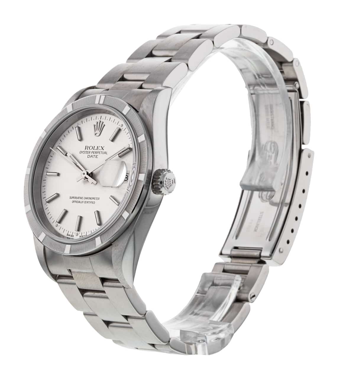 Rolex Oyster Perpetual Date Silver Baton Dial